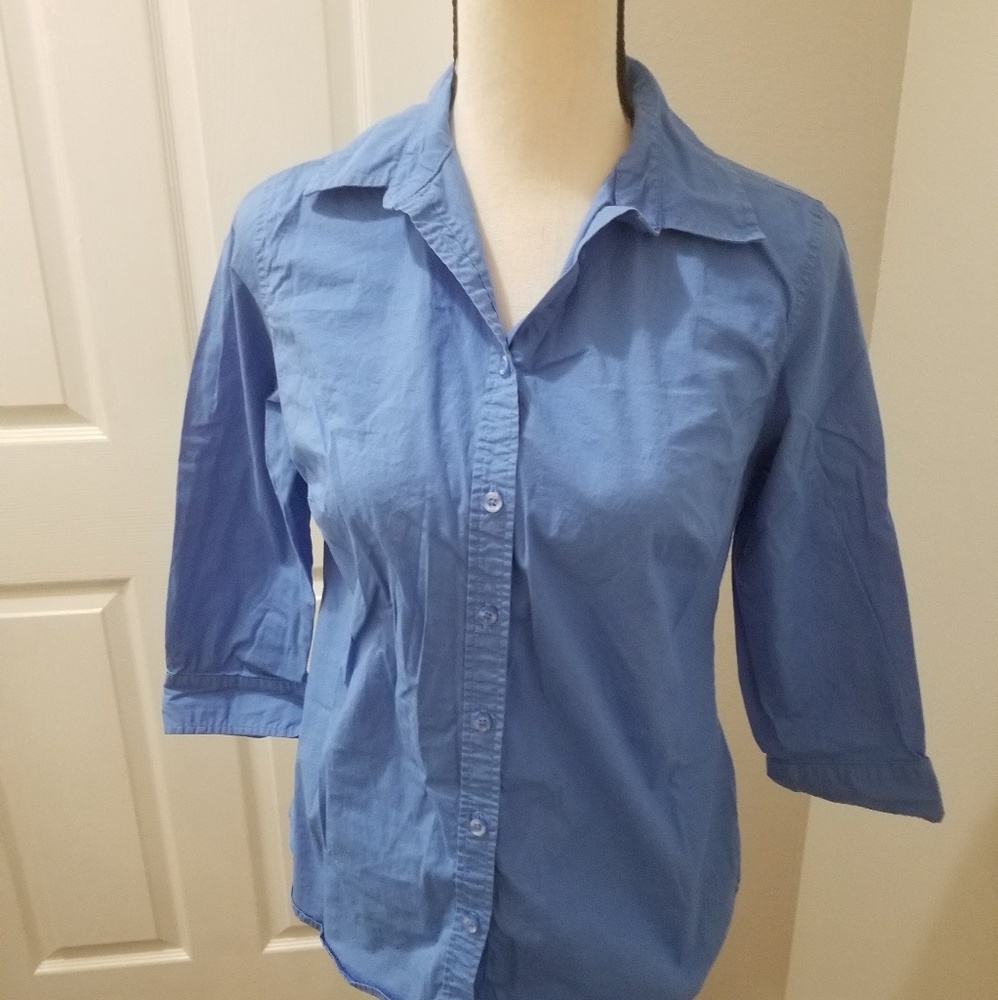 Merona sz S Blue long sleeve button front top